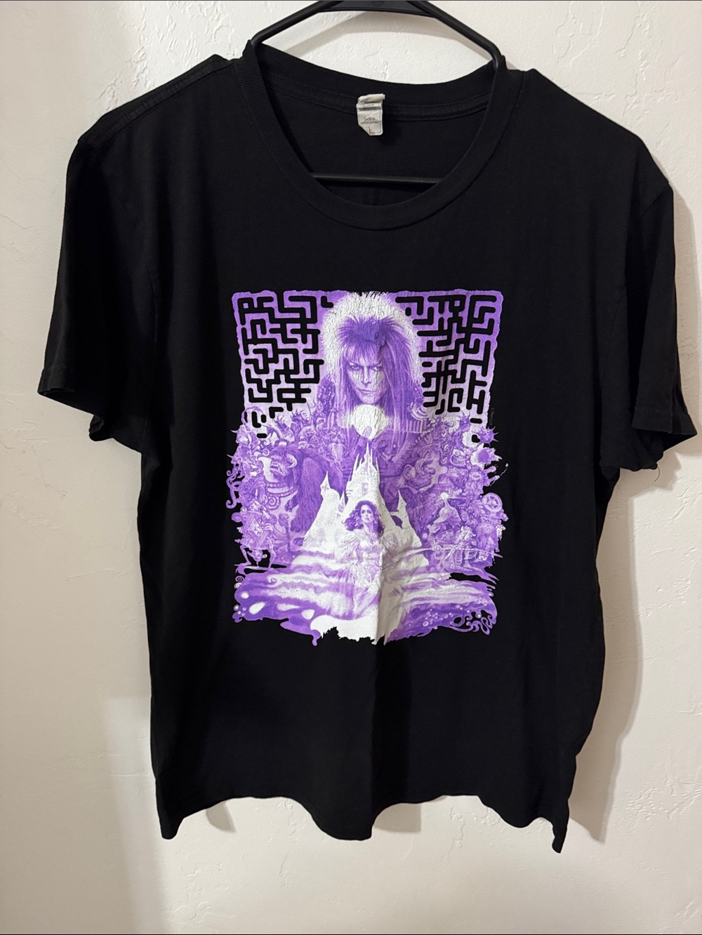 Labyrinth with David Bowie black graphic Tee size L